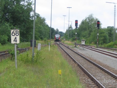 Einfahrt in den Bahnhof Leutkirch