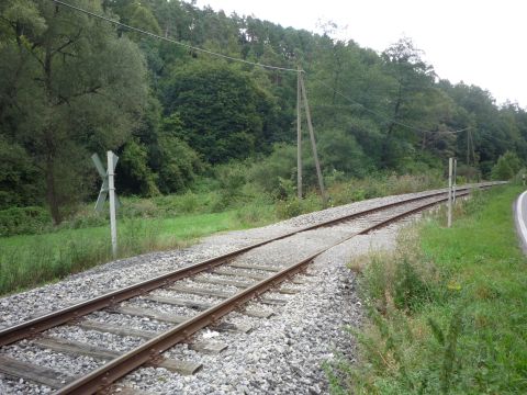 Bahnbergang an der Strae von Eyach nach Stetten