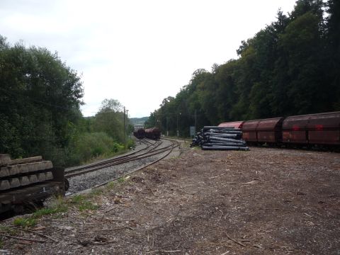 Einfahrt in den Bahnhof Stetten